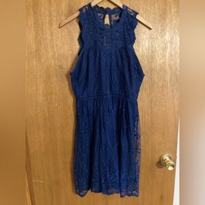 Francesca’s Elegant Blue Lace Dress